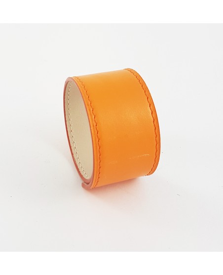 Bracelet manchette veau orange