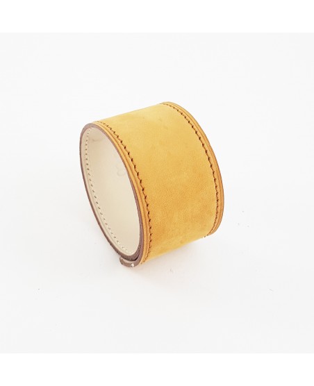 Bracelet manchette veau nubucké moutarde Bracelet manchette veau nubucké moutarde