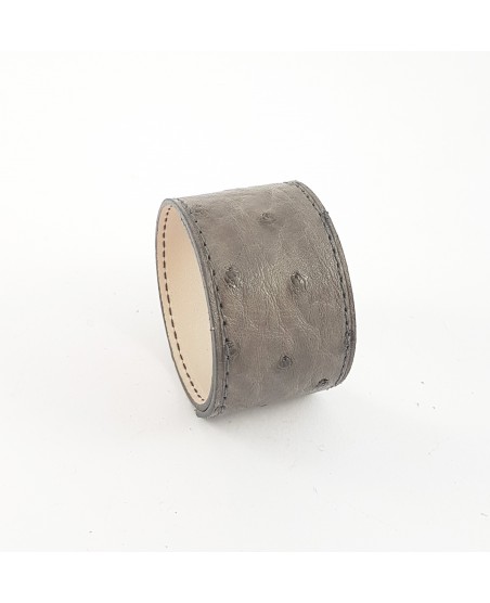 Bracelet manchette autruche grise Bracelet manchette autruche grise