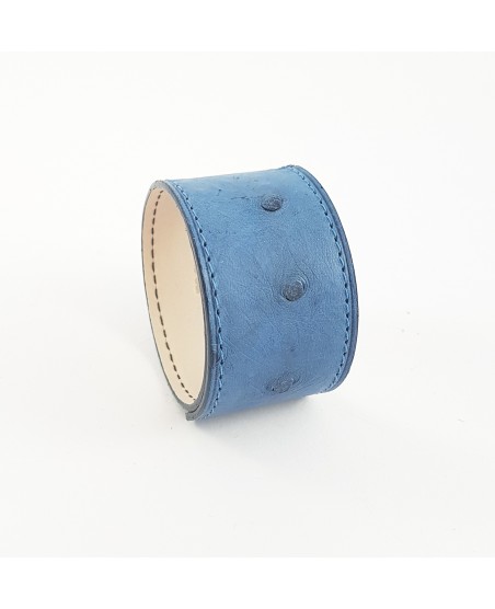 Bracelet manchette autruche bleu