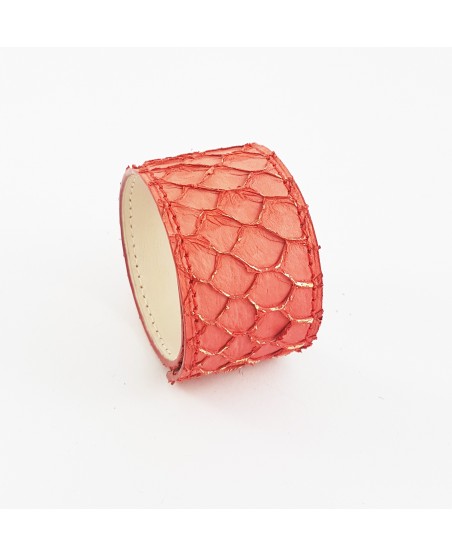 Bracelet manchette tilapia corail Bracelet manchette tilapia corail