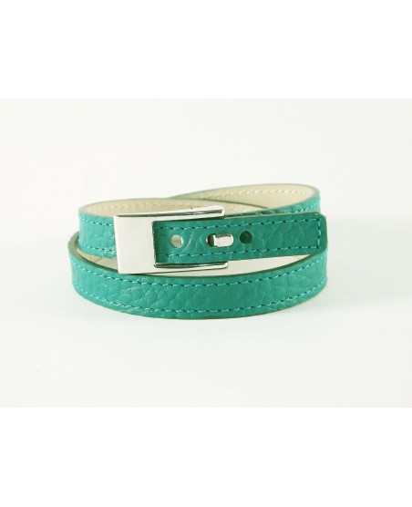 Bracelet veau grainé turquoise