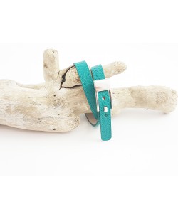 Bracelet veau grainé turquoise