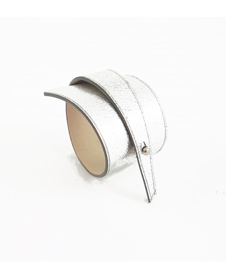Bracelet en veau grainé argenté Bracelet en veau grainé argenté