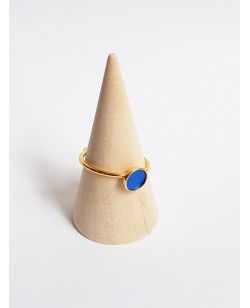 Bague plaquée or et veau bleu électrique