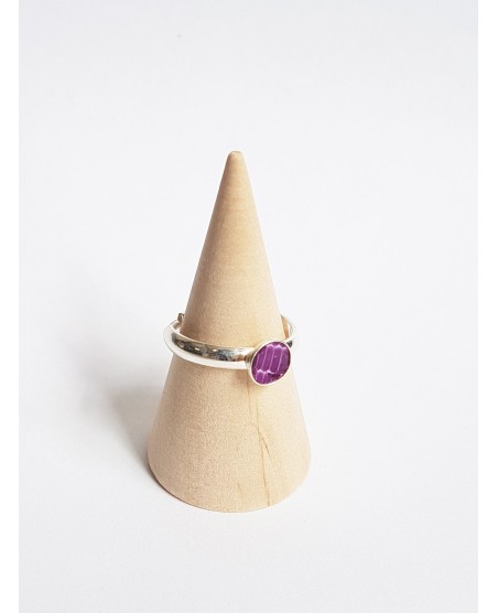 Bague plaquée argent et lézard violet