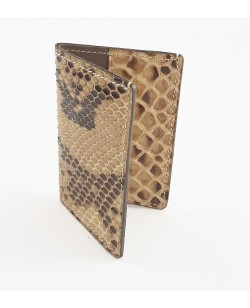 Porte-cartes python naturel brillant et veau taupe