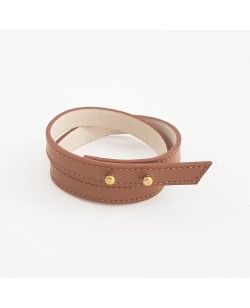 Bracelet double tour en veau camel