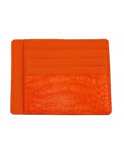 Porte-cartes veau et alligator orange