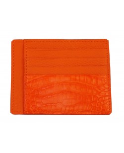 Porte-cartes veau et alligator orange