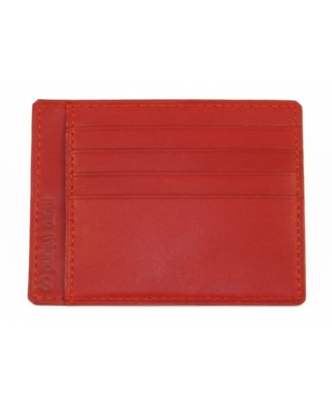 Porte-cartes En Cuir Vachette Rouge - 22 Emplacements - Format à L'italienne 10x7 Cm