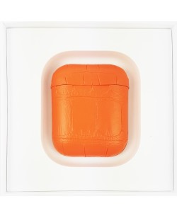 Airpod d’Apple gainé alligator orange