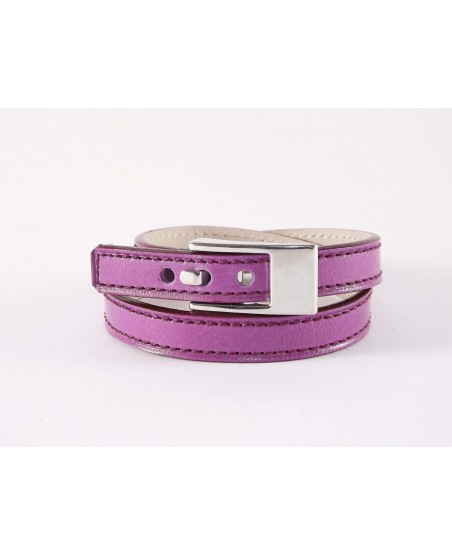 Bracelet double tour veau fushia