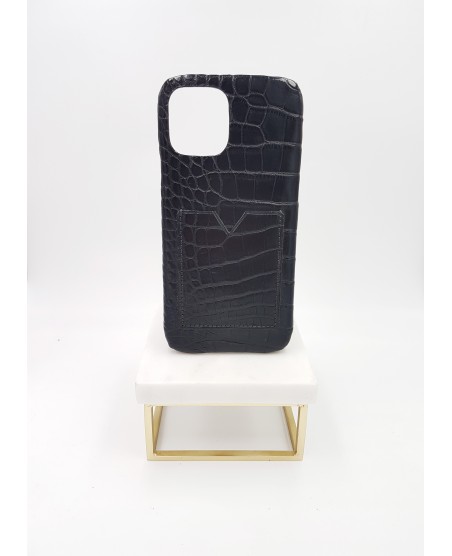 Coque card holder Iphone 12 pro max alligator noir