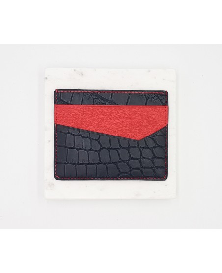Porte-cartes-alligator noir et rouge Porte-cartes-alligator noir et rouge
