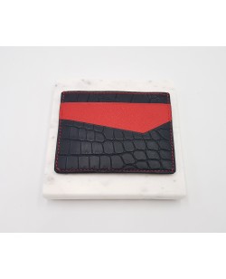 Porte-cartes-alligator noir et rouge