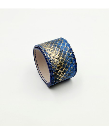 Bracelet manchette python bleu et or Bracelet manchette python bleu et or
