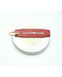 porte clés en cuir veau rouge lisse personnalisation dorée