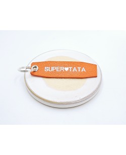 Porte clé en cuir orange super tata